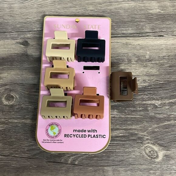 6 Pack Claw Clip Set Women’s Beige tones Accessories Sunday State 6 colors.​ NEW - Picture 2 of 3